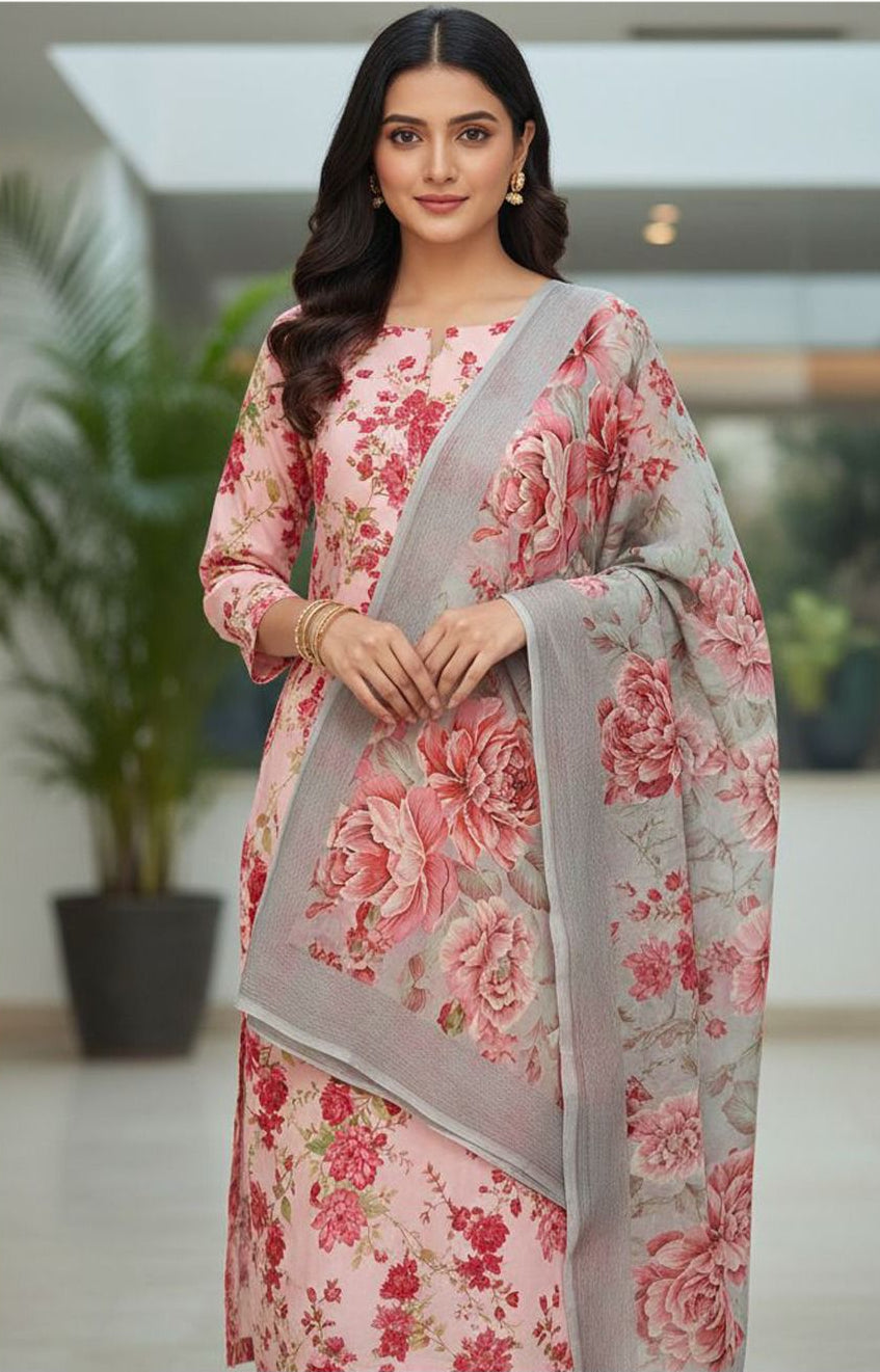 3 Pcs Bonanza Original Summer 2026 Rose Garden Digital Printed Lawn Suit - Unstitched