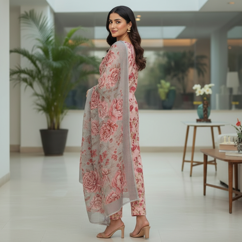 3 Pcs Bonanza Original Summer 2026 Rose Garden Digital Printed Lawn Suit - Unstitched