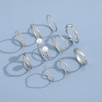 10 Pcs Boho Metallic Stackable Rings Set – Gold & Silver (Adjustable)