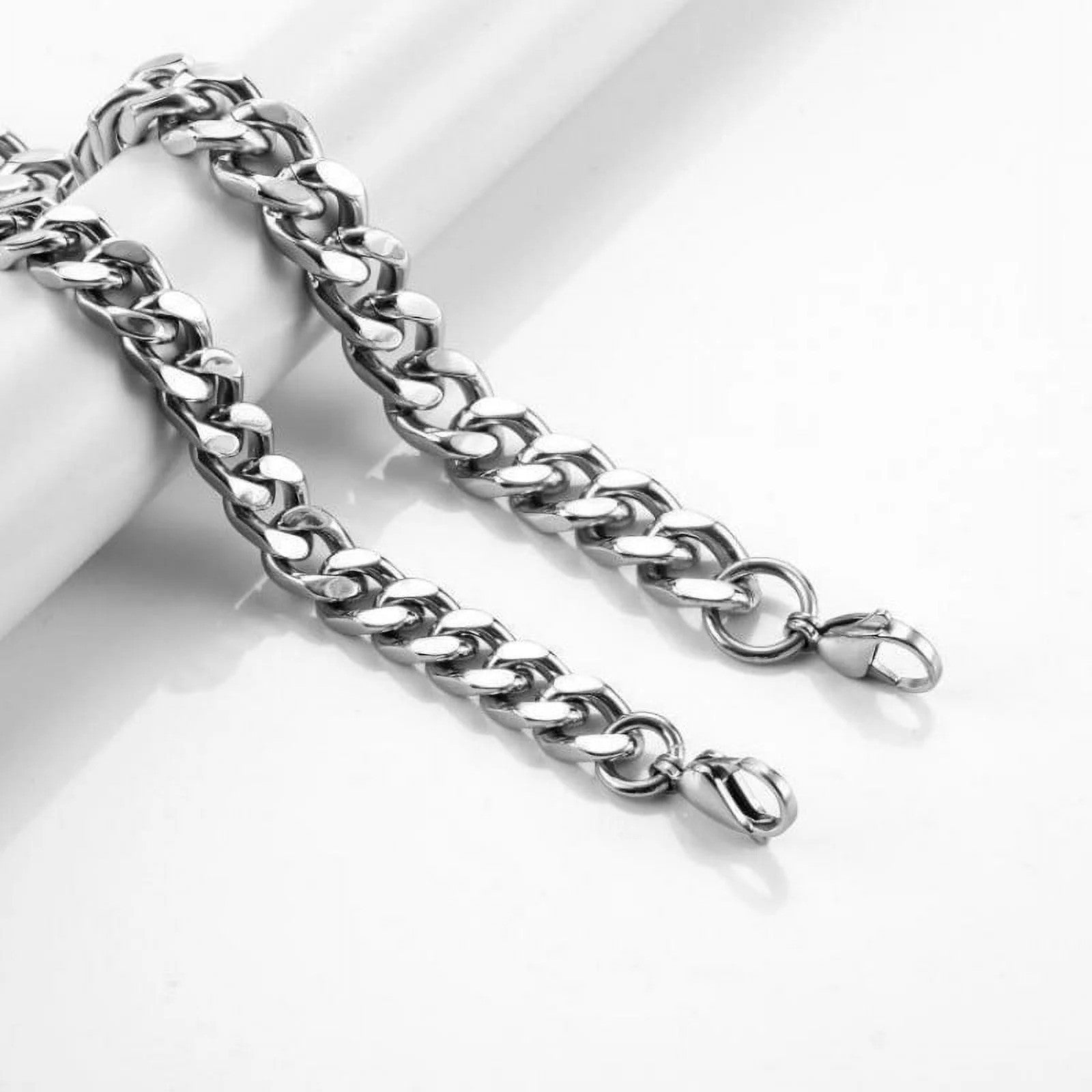 10mm Heavy Stainless Steel Cuban Link Chain Necklace for Men – Silver Polished