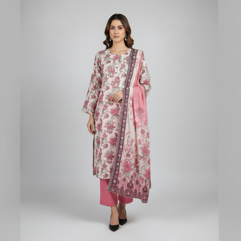 Zaman Pure Lawn Summer Collection – Blushing Bloom Stitched 3Pc Suit