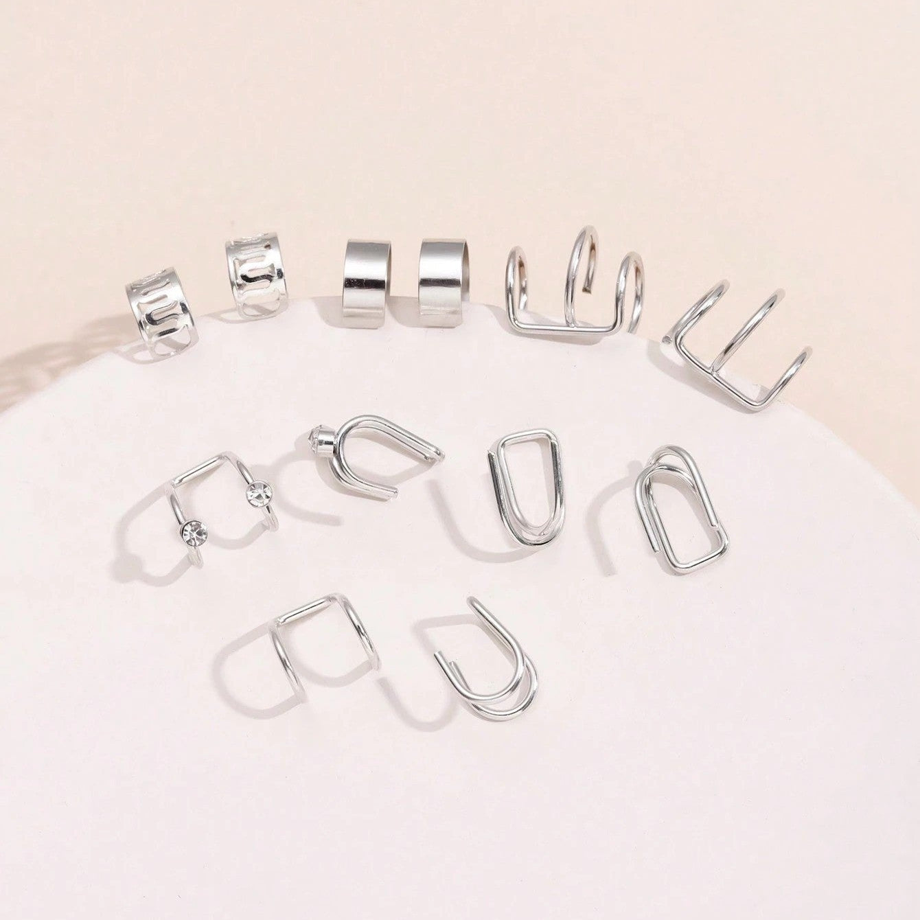 12 Pcs Spectrum Charm Ear Cuff Cartilage Clip On Non-piercing Earrings Set