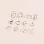 12 Pcs Spectrum Charm Ear Cuff Cartilage Clip On Non-piercing Earrings Set
