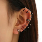 12 Pcs Spectrum Charm Ear Cuff Cartilage Clip On Non-piercing Earrings Set