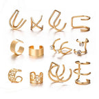 12 Pcs Spectrum Charm Ear Cuff Cartilage Clip On Non-piercing Earrings Set