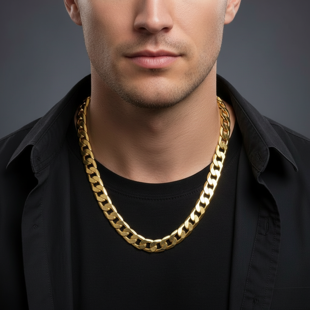 12mm Steel Cuban Link Chain Necklace for Men – Heavy, Bold & Water-Resistant