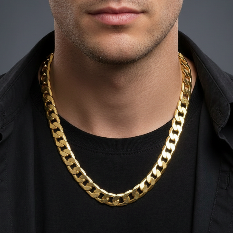 12mm Steel Cuban Link Chain Necklace for Men – Heavy, Bold & Water-Resistant