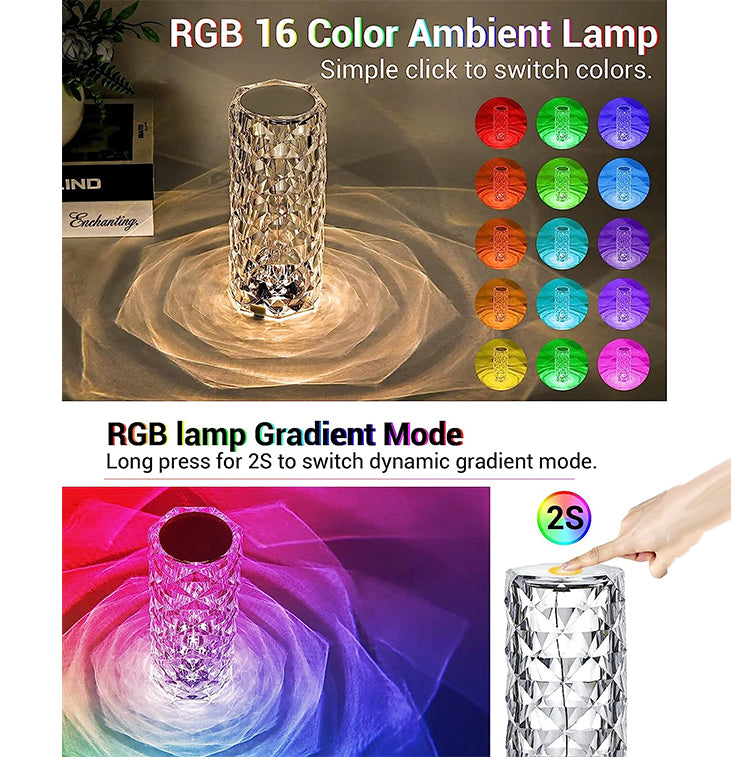 16-Color Rechargeable Diamond Rose Crystal Touch Lamp (Copy)