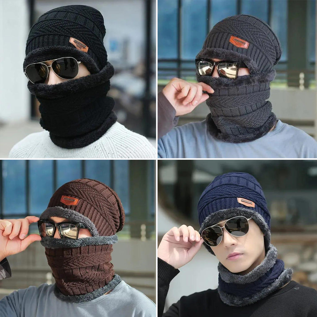 2 Pcs Unisex Fur Textured Beanie & Neck Warmer Set – Soft & Warm