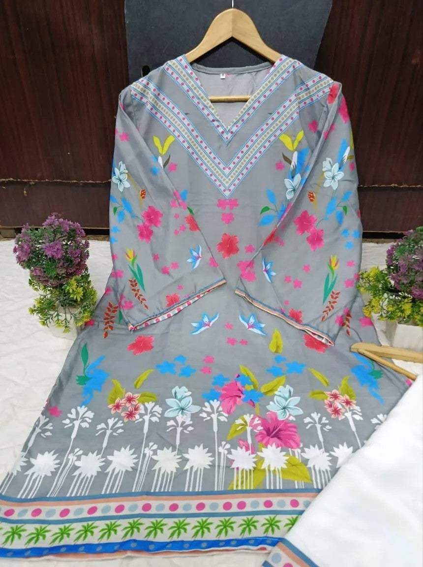 2 Pcs Urban Bloom – Women’s Stitched Swiss Lawn Digital Printed Cord Set