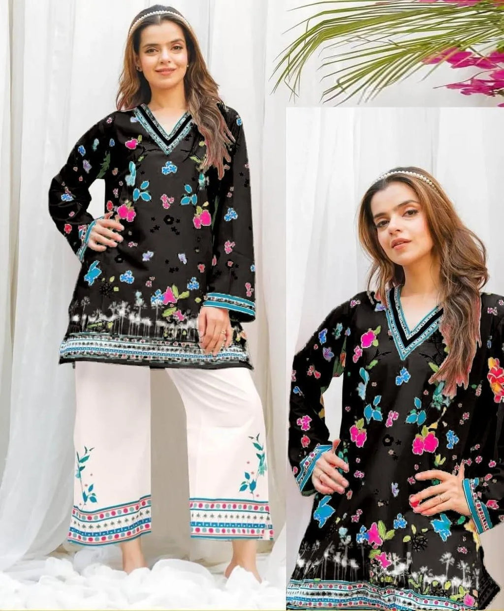 2 Pcs Urban Bloom – Women’s Stitched Swiss Lawn Digital Printed Cord Set
