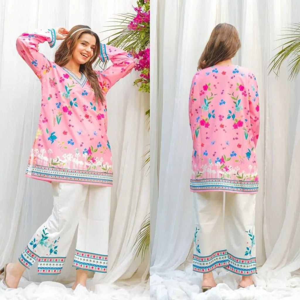 2 Pcs Urban Bloom – Women’s Stitched Swiss Lawn Digital Printed Cord Set