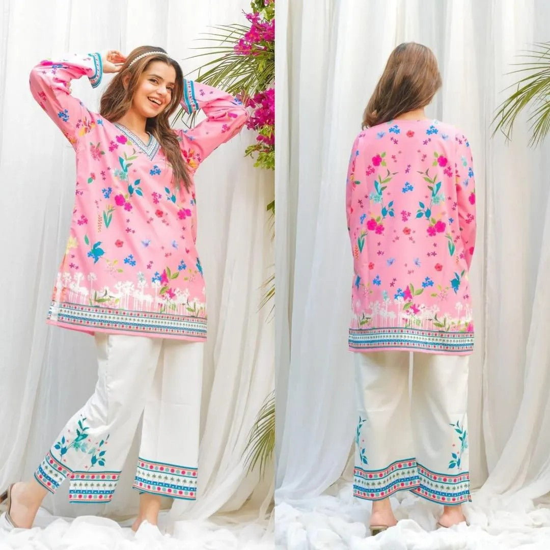 2 Pcs Urban Bloom – Women’s Stitched Swiss Lawn Digital Printed Cord Set