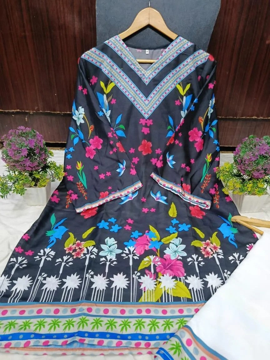 2 Pcs Urban Bloom – Women’s Stitched Swiss Lawn Digital Printed Cord Set