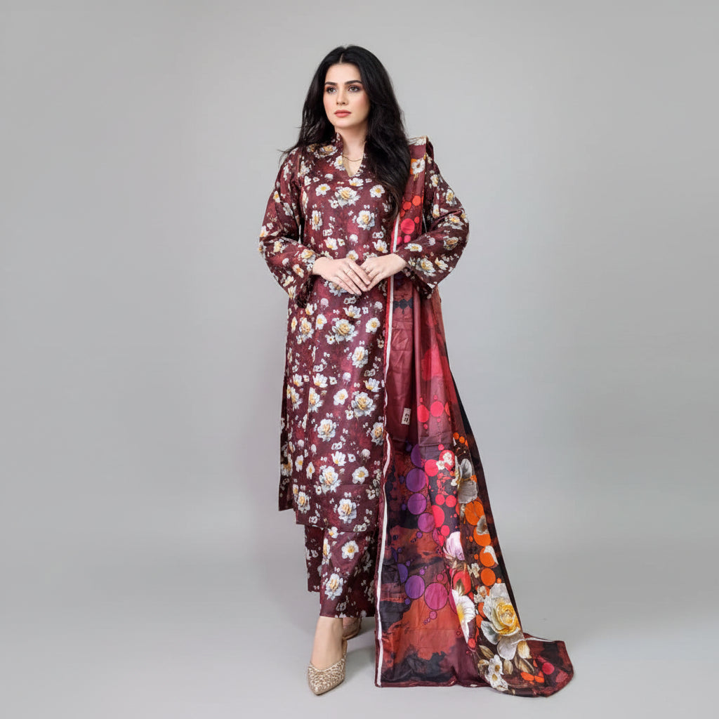 Zaman Pure Lawn Summer Collection – Vanilla Stitched 3Pc Suit