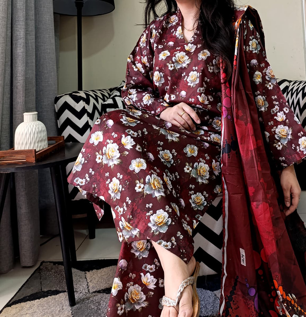 Zaman Pure Lawn Summer Collection – Vanilla Stitched 3Pc Suit