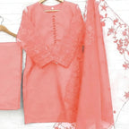 3 Pcs Nooreen Women’s Organza Embroidered Stitched Suit with Embroidered Dupatta