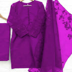 3 Pcs Nooreen Women’s Organza Embroidered Stitched Suit with Embroidered Dupatta