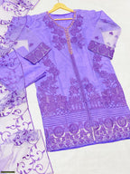 3 Pcs Nooreva Women’s Fancy Organza Embroidered Stitched Suit