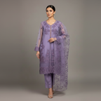 3 Pcs Nooreva Women’s Fancy Organza Embroidered Stitched Suit