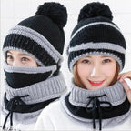 3 Pcs Women’s Winter Knit Beanie, Face Mask & Neck Warmer Set – Warm & Stylish