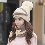 3 Pcs Women’s Winter Knit Beanie, Face Mask & Neck Warmer Set – Warm & Stylish