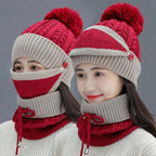 3 Pcs Women’s Winter Knit Beanie, Face Mask & Neck Warmer Set – Warm & Stylish