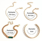 Green Daisy Multilayer Set – 4 Pcs Gold Plated Crystal Charm Bracelet Stack