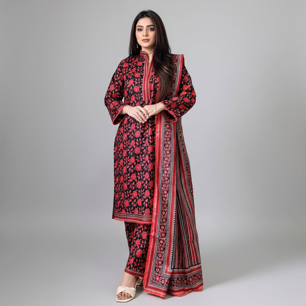 Zaman Pure Lawn Summer Collection – Rose Crush Stitched 3Pc Suit