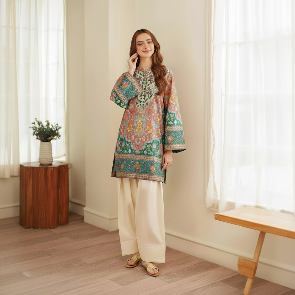 Autumn Aura – 2Pcs Women’s Stitched Khaddar Printed Suit