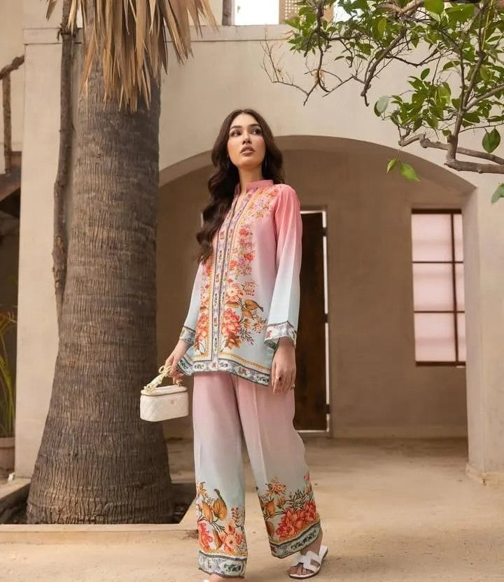 Blossom Pink – 2 Pc Women’s Stitched Swiss Lawn Floral Co-Ord Set