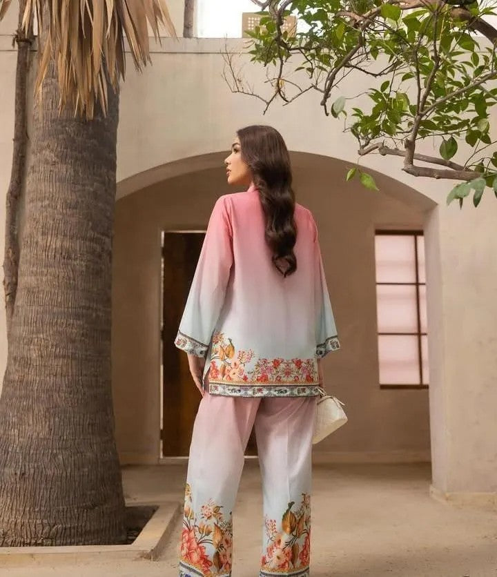 Blossom Pink – 2 Pc Women’s Stitched Swiss Lawn Floral Co-Ord Set