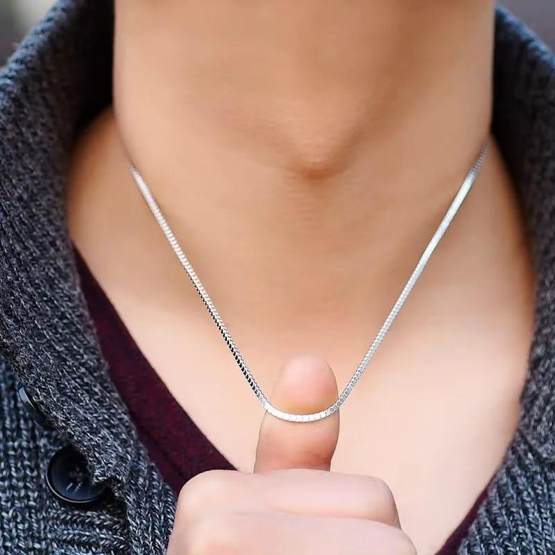 Boys' Minimalist Silver Plain Chain – 55 cm