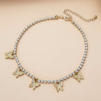 Celestial Shine Butterfly Tennis Choker – Gold Plated Adjustable Necklace