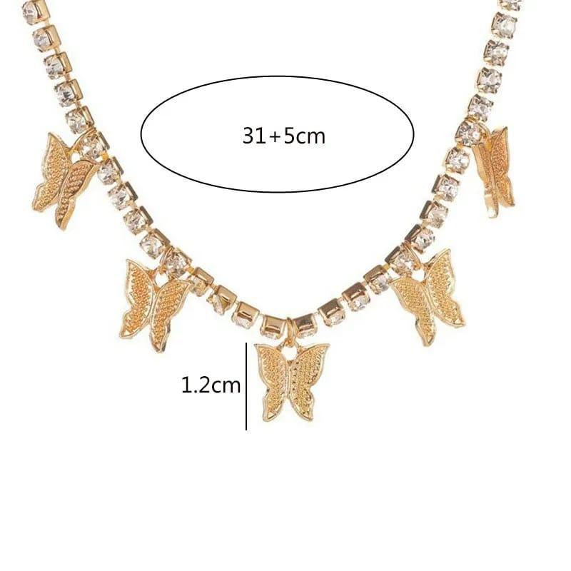 Celestial Shine Butterfly Tennis Choker – Gold Plated Adjustable Necklace