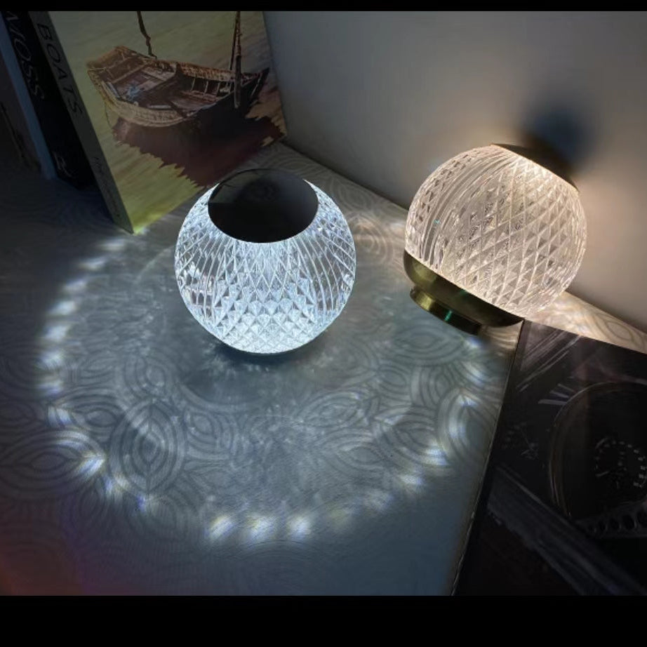 Crystal Glow Acrylic Diamond LED Touch Table Lamp – Rechargeable Dimmable Warm Light