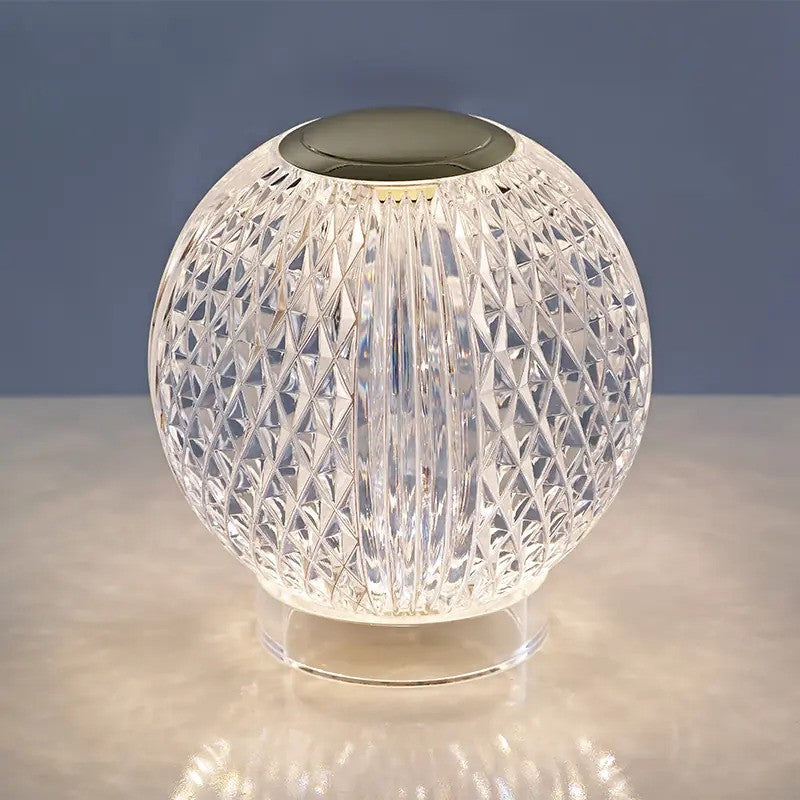 Crystal Glow Acrylic Diamond LED Touch Table Lamp – Rechargeable Dimmable Warm Light