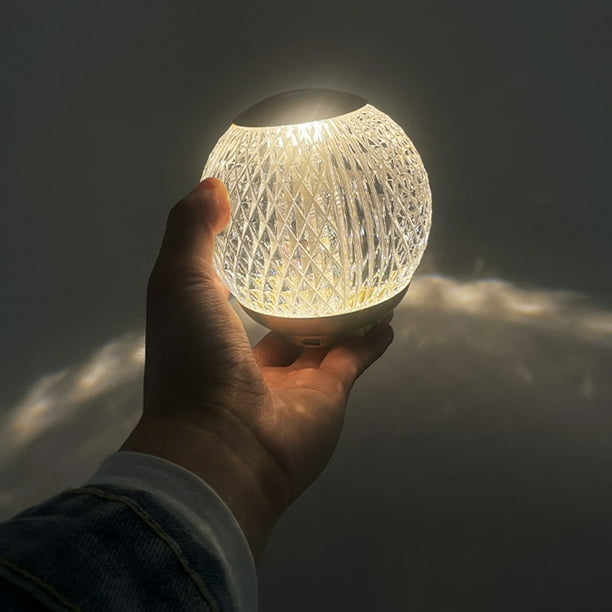 Crystal Glow Acrylic Diamond LED Touch Table Lamp – Rechargeable Dimmable Warm Light