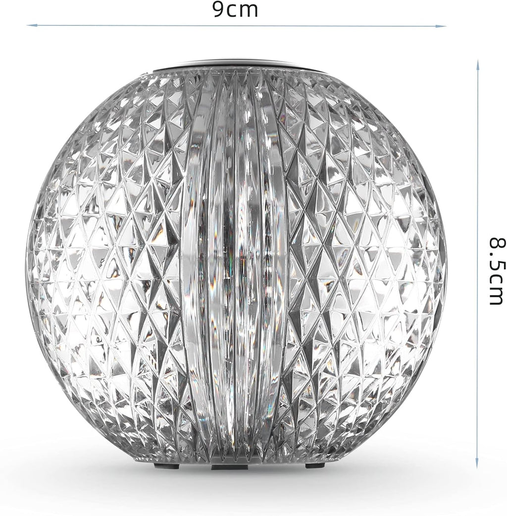 Crystal Glow Acrylic Diamond LED Touch Table Lamp – Rechargeable Dimmable Warm Light