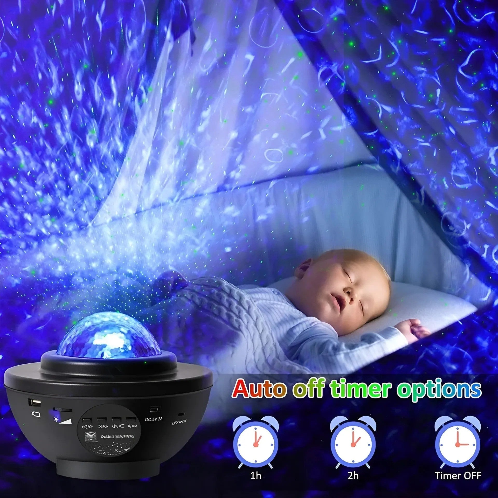 GalaxyWave Star & Ocean Light Projector with Bluetooth Speaker – App & Remote Control Night Lamp