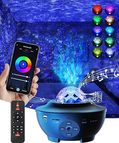GalaxyWave Star & Ocean Light Projector with Bluetooth Speaker – App & Remote Control Night Lamp