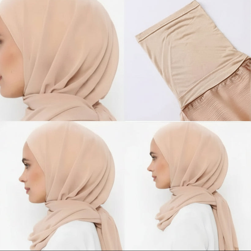 Georgette Plain Single Loop Instant Hijab – Easy Wear 2-in-1 with Attached Cap