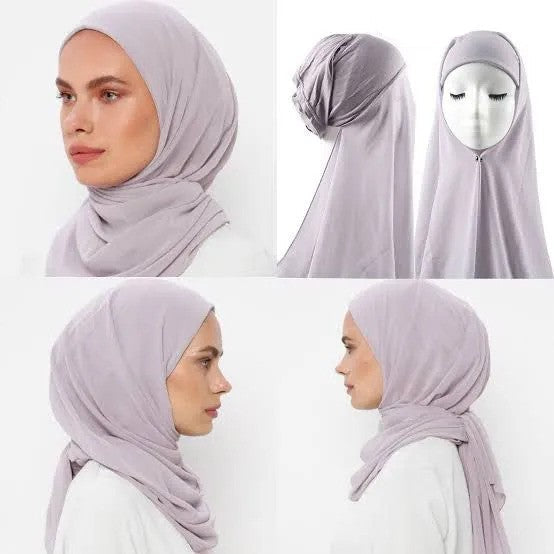 Georgette Plain Single Loop Instant Hijab – Easy Wear 2-in-1 with Attached Cap
