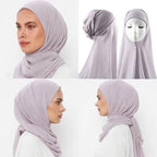 Georgette Plain Single Loop Instant Hijab – Easy Wear 2-in-1 with Attached Cap