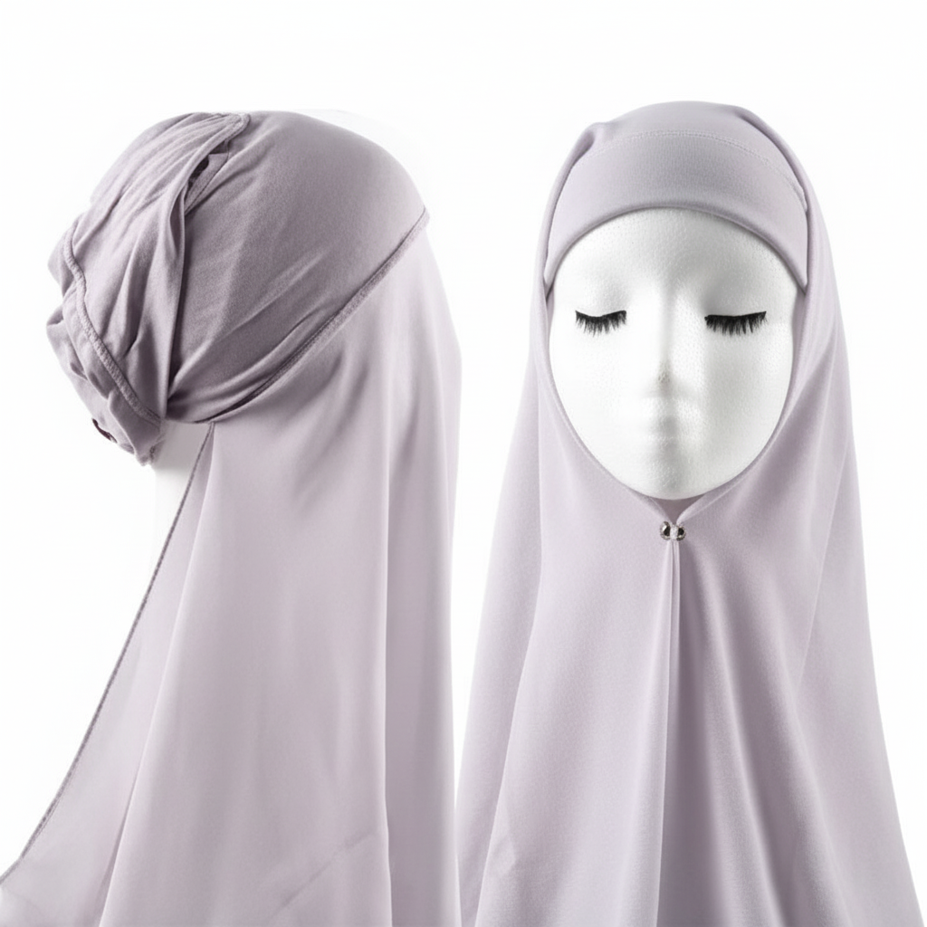 Georgette Plain Single Loop Instant Hijab – Easy Wear 2-in-1 with Attached Cap