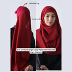 Georgette Plain Single Loop Instant Hijab – Easy Wear 2-in-1 with Attached Cap