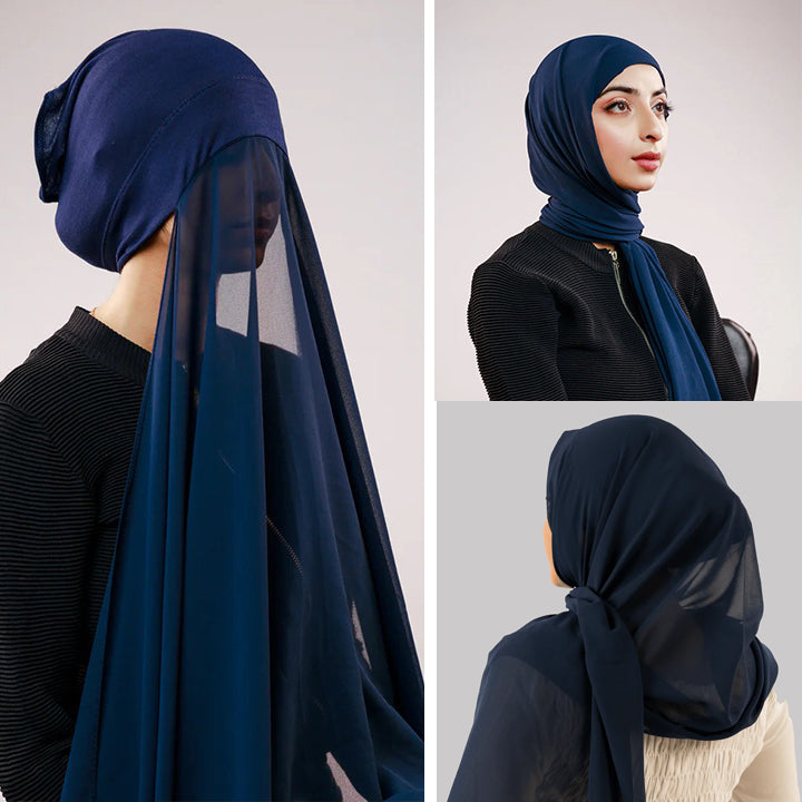Georgette Plain Single Loop Instant Hijab – Easy Wear 2-in-1 with Attached Cap