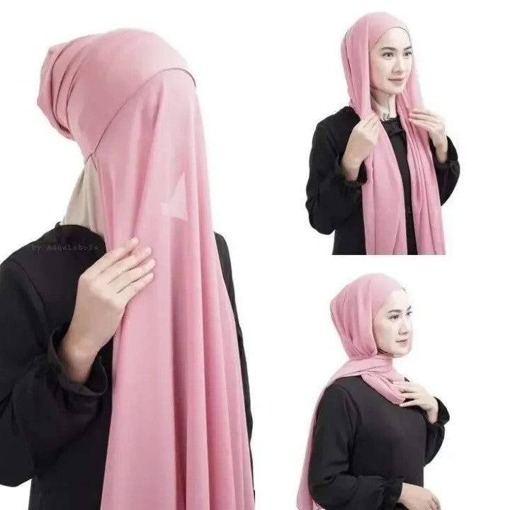 Georgette Plain Single Loop Instant Hijab – Easy Wear 2-in-1 with Attached Cap