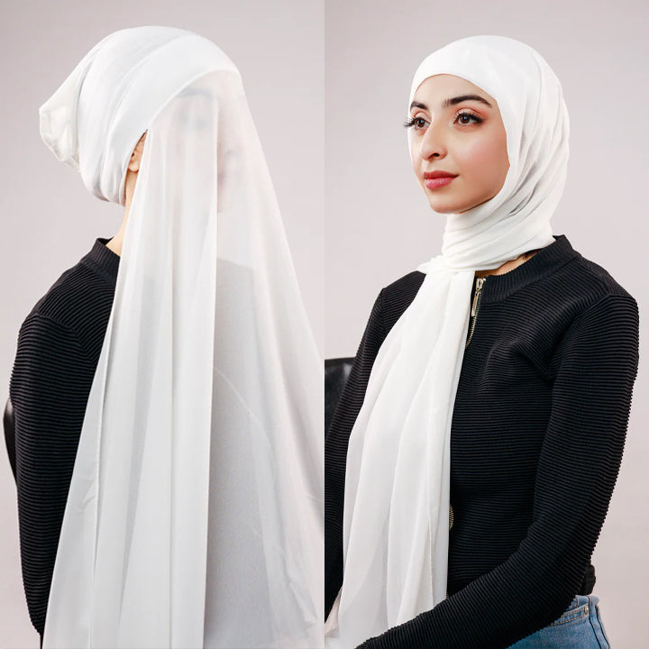 Georgette Plain Single Loop Instant Hijab – Easy Wear 2-in-1 with Attached Cap
