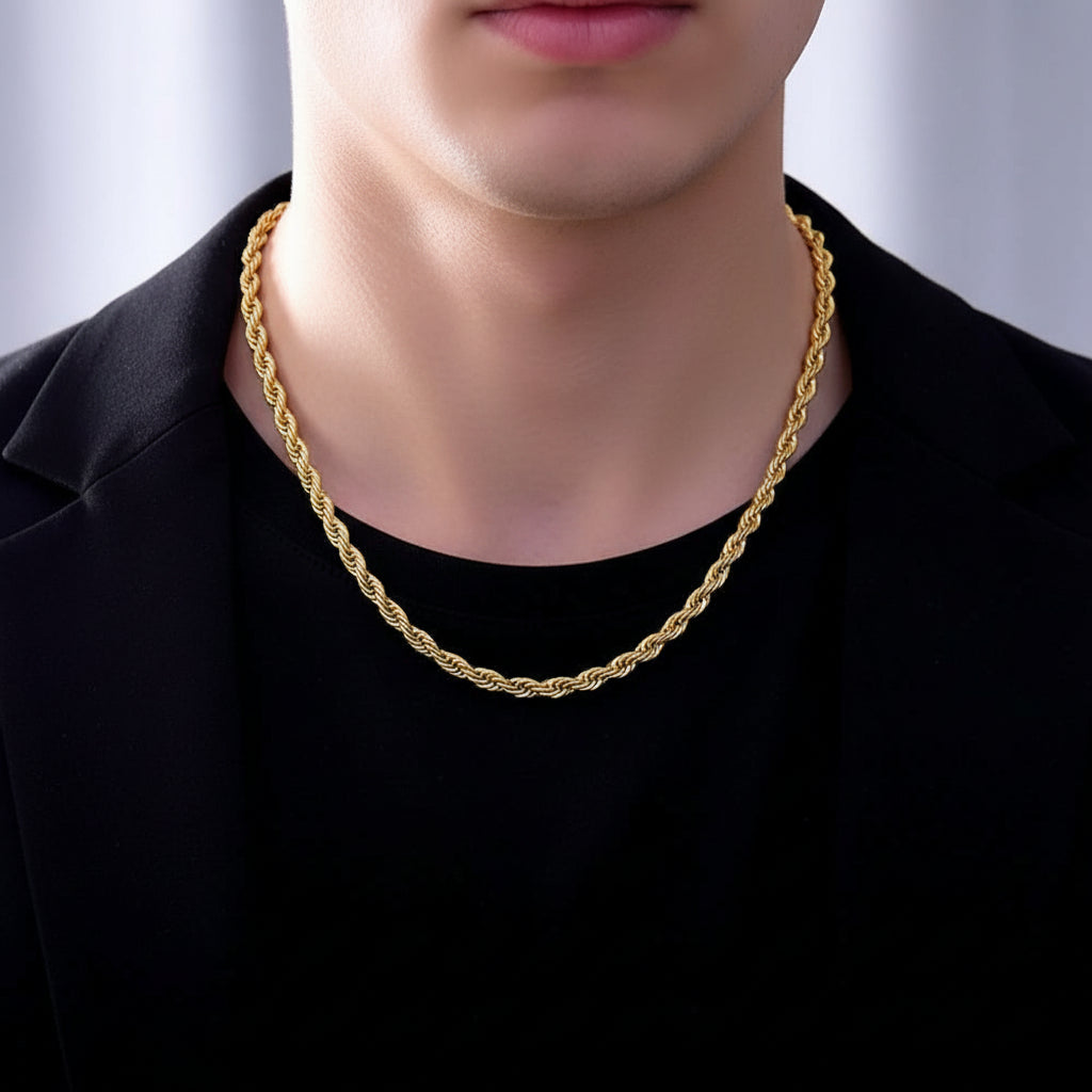 Golden Twist Luxe Rope Chain Necklace